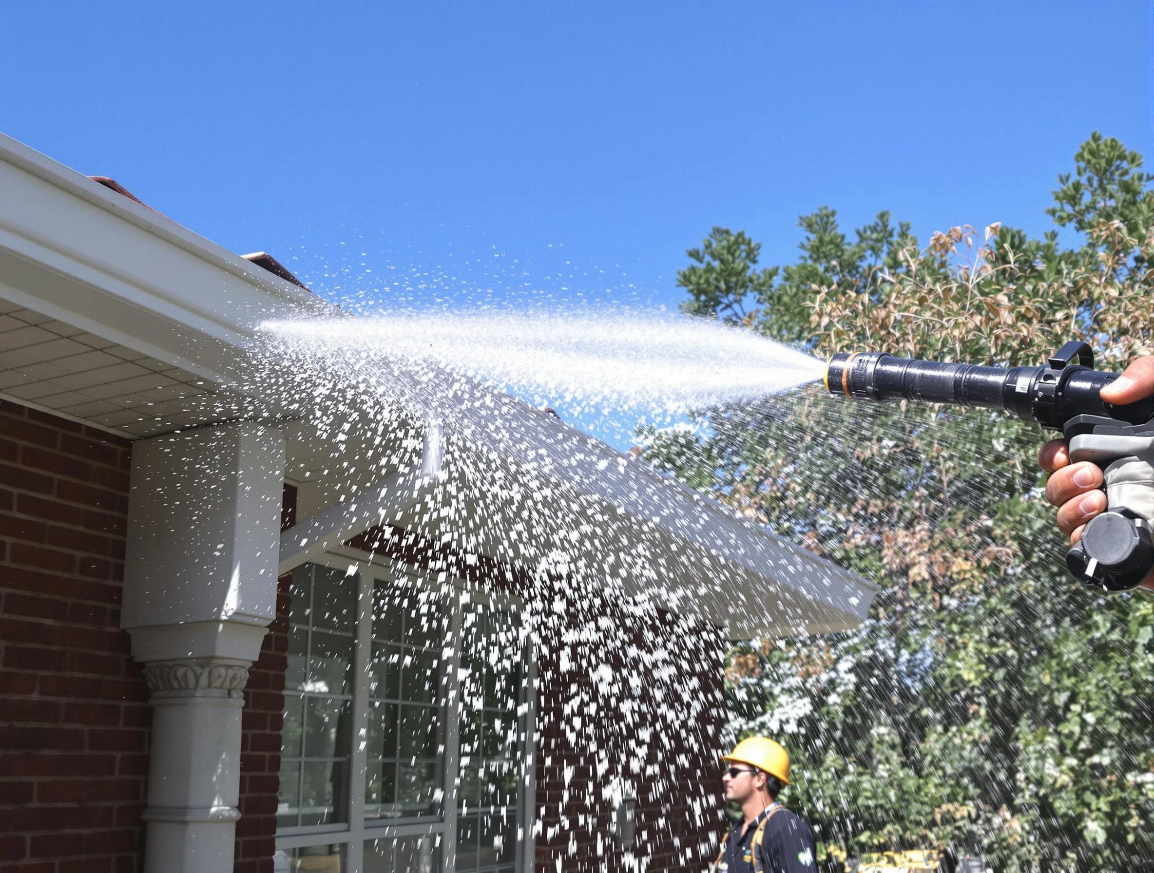 Cleared downspout by Strongsville Roofing Company ensuring unrestricted flow in Strongsville, OH