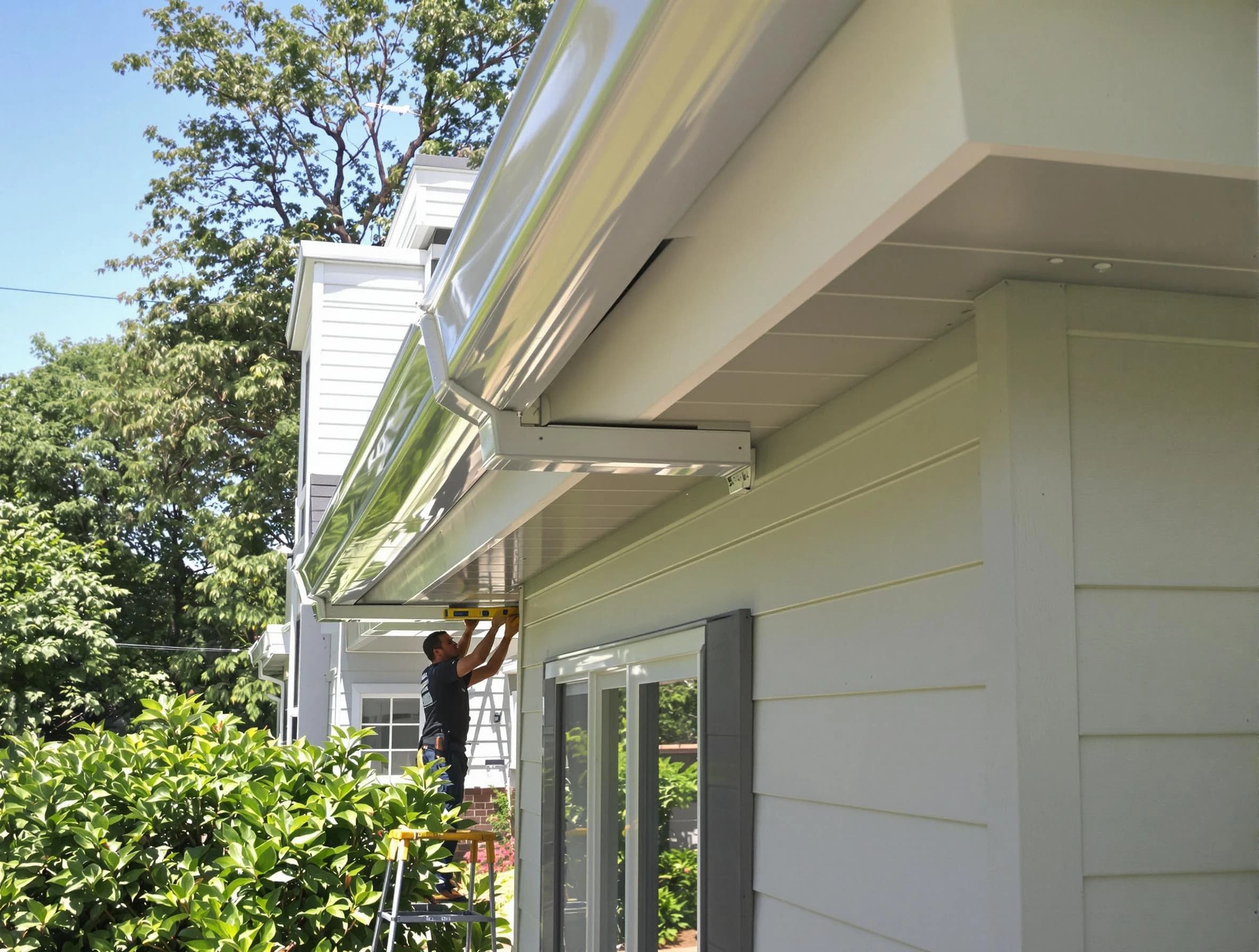 Properly aligned gutter system installed by Strongsville Roofing Company in Strongsville, OH