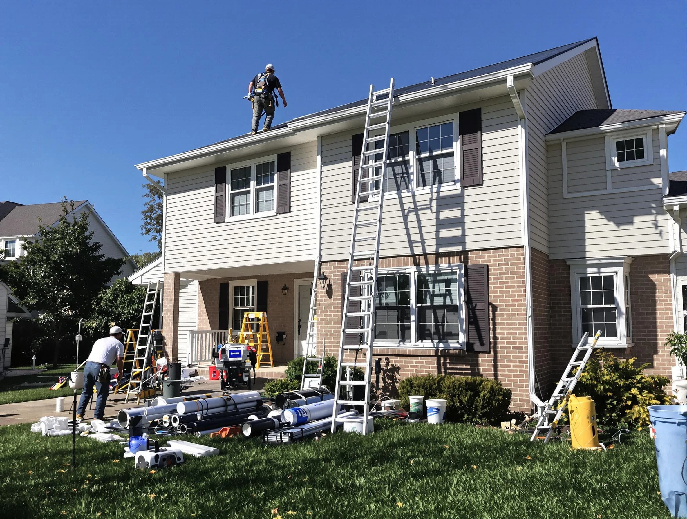 Strongsville Roofing Company completing a gutter replacement in Strongsville, OH