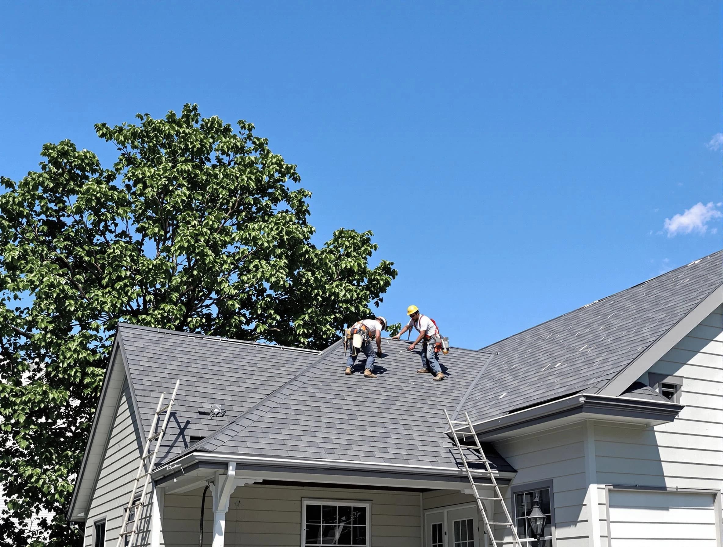 Strongsville Roofing Company crew finalizing a roof installation in Strongsville, OH